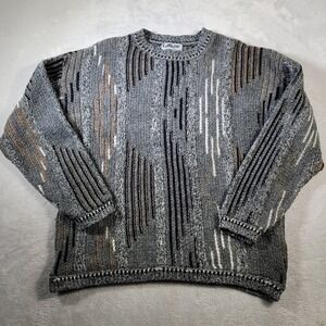 Lavane Sweater Mens Large Gray Vintage 90s 3D Knit Style Crewneck Cosby Dad